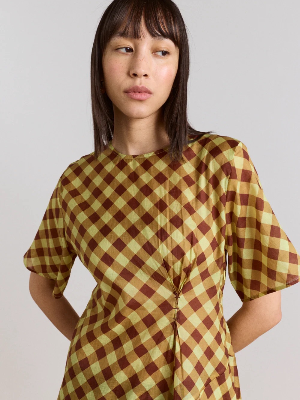 Damson Madder Harmony Cinched Asymmetric Midi Dress - Picture 4 of 7